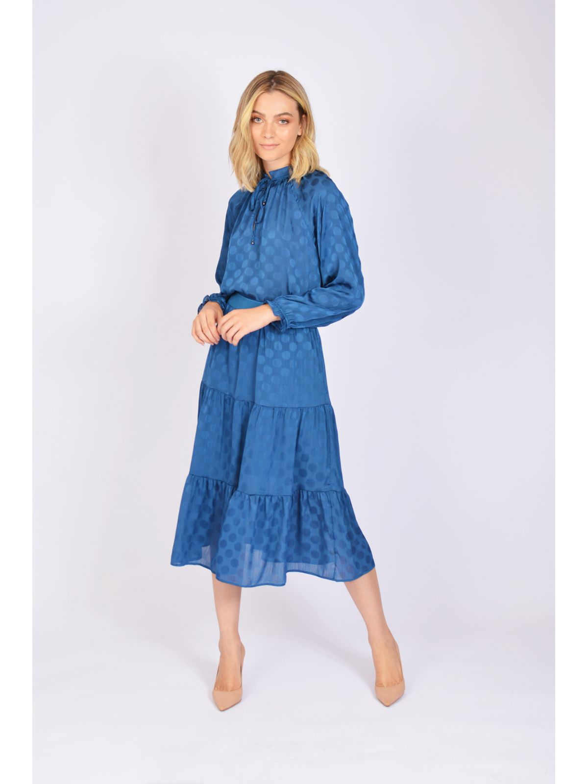 saia midi azul claro